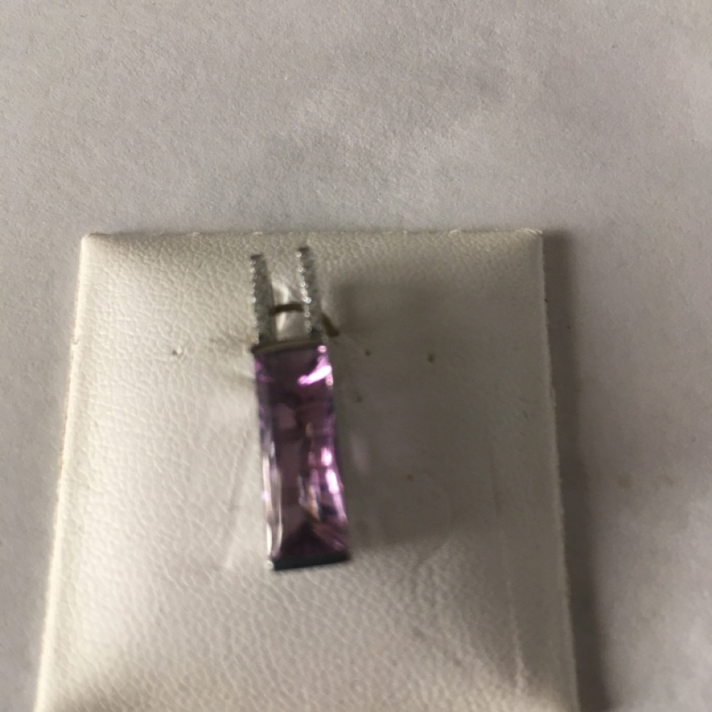 Elongated Rectangular Amethyst Pendant - image 1